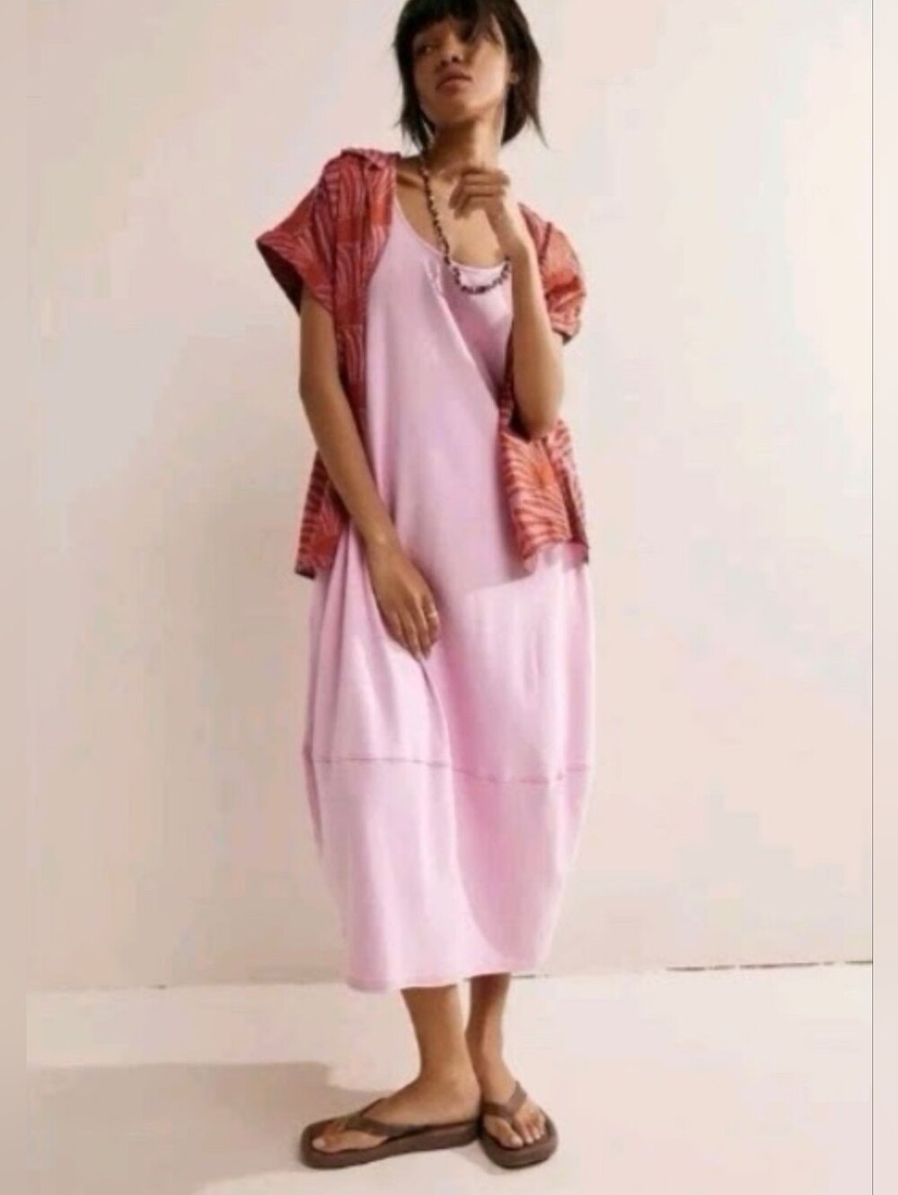 Free People Free-est Perth Barrel Midi Dress, Size Medium, Pink